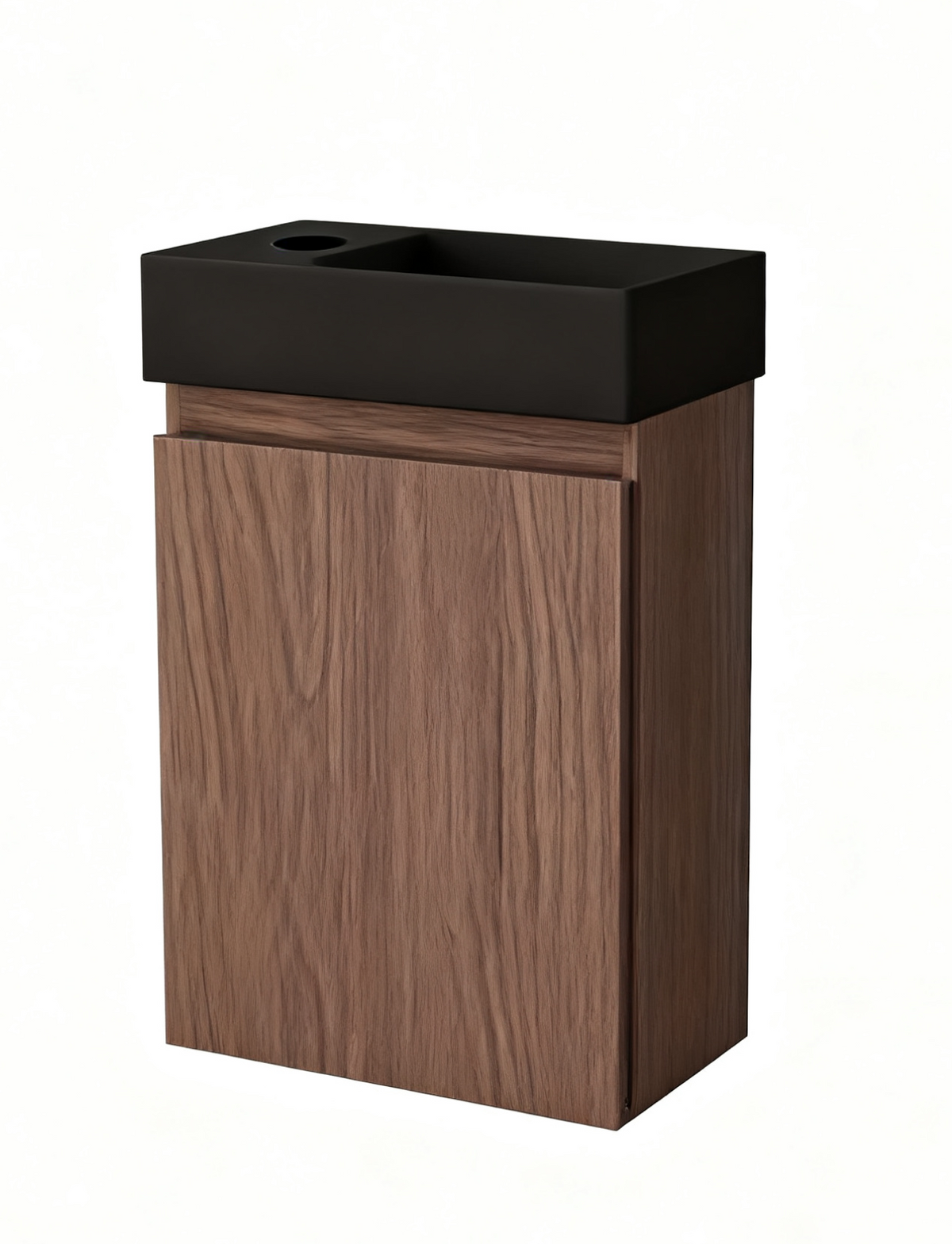 Bathroom Vanity Nurion Jule - Matte Black Basin and Oak Wood Cabinet - 41 x 22,5 x 65 cm