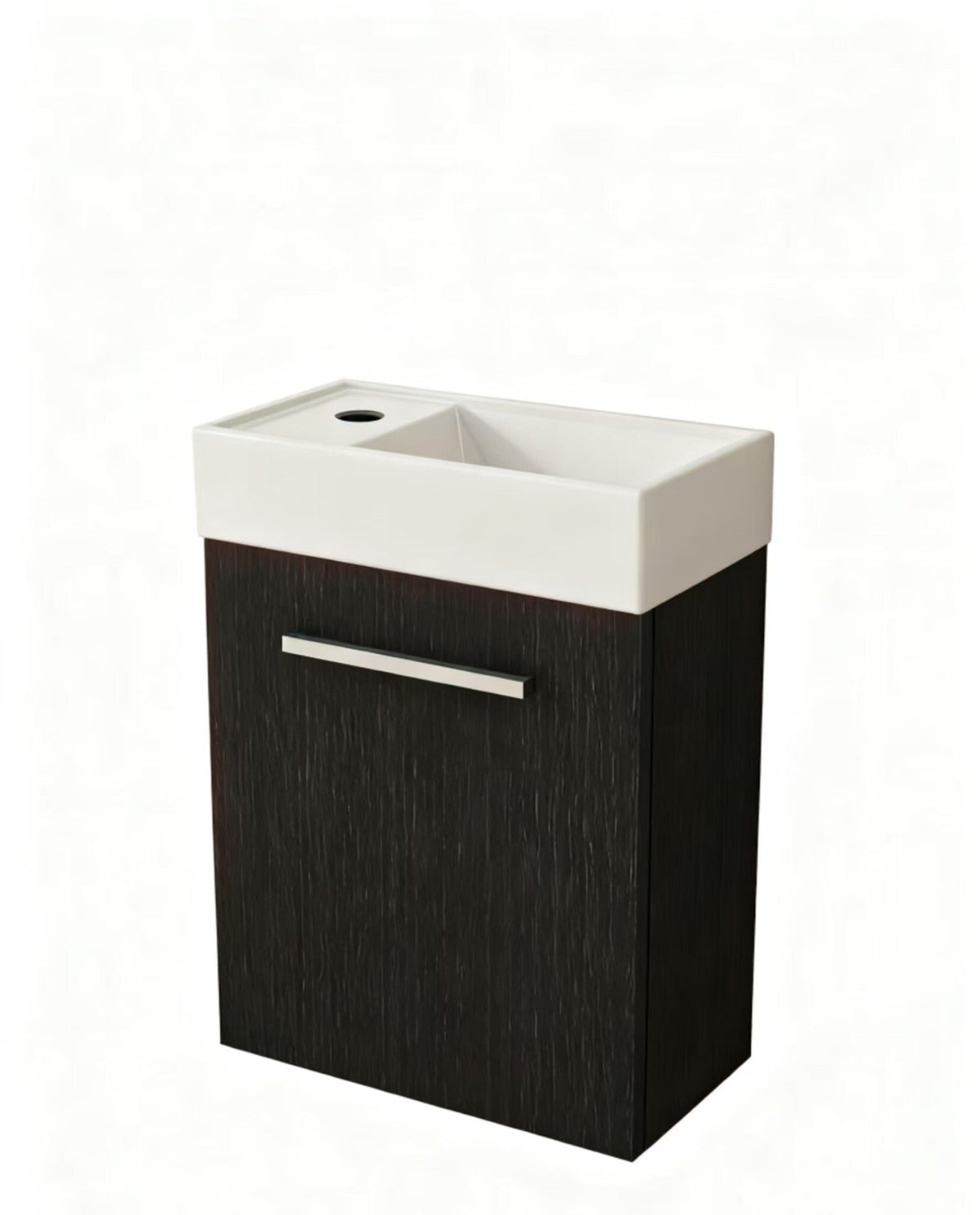 Bathroom Vanity Nurion Max - White Glossy Basin and Black Wood Cabinet - 45 x 25 x 72 cm