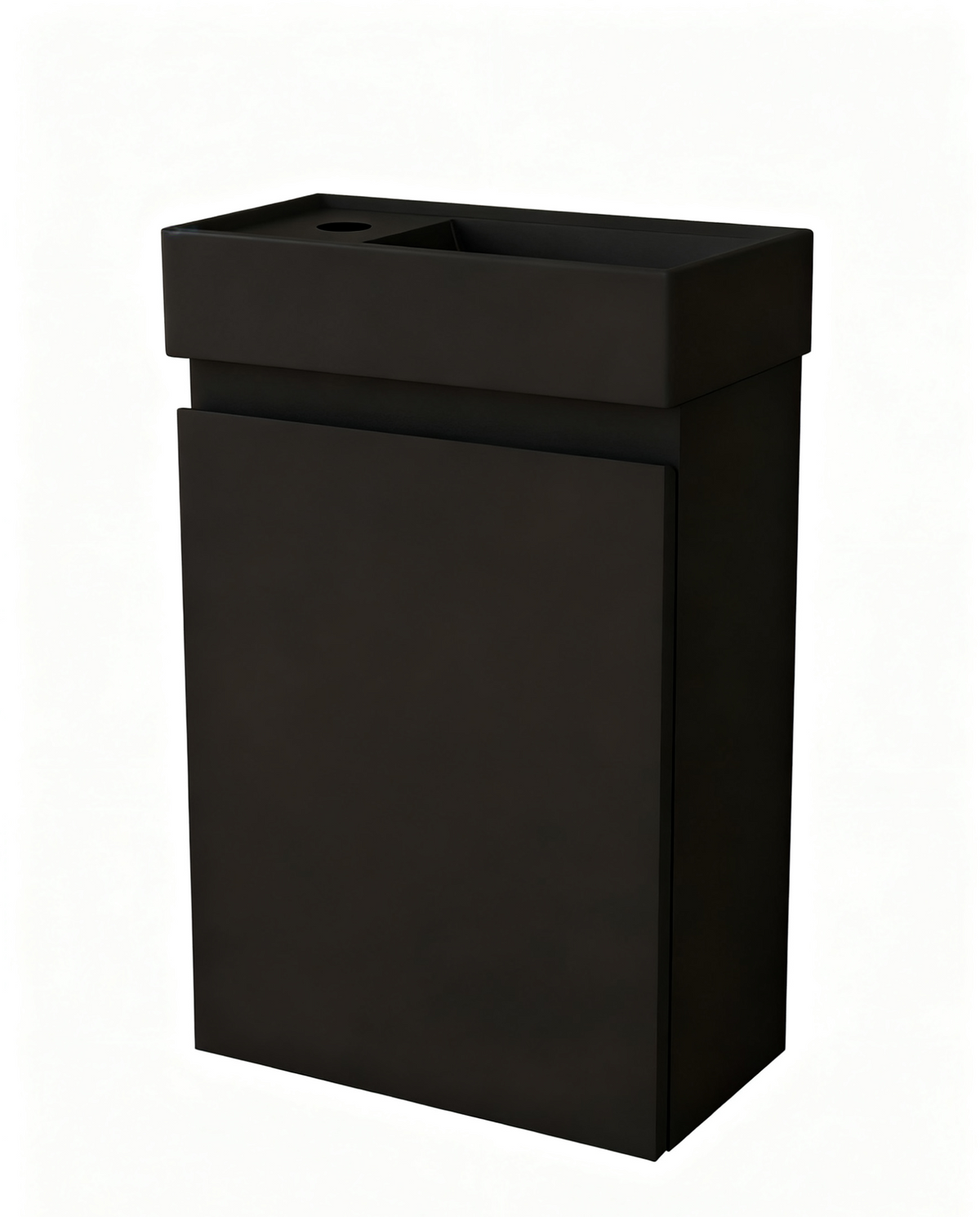 Nurion Toilet Vanity Milan - matte black basin and black wooden cabinet - 41 x 22.5 x 65 cm