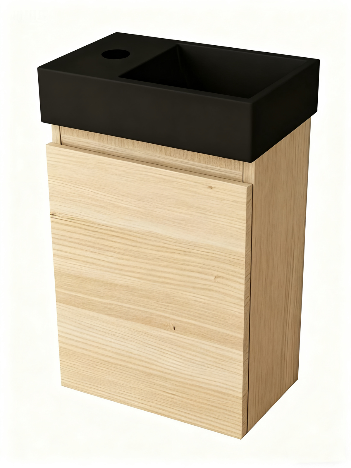 Bathroom Vanity Nurion Nora - Matte Black Basin and Light Wood Cabinet - 41 x 22,5 x 65 cm