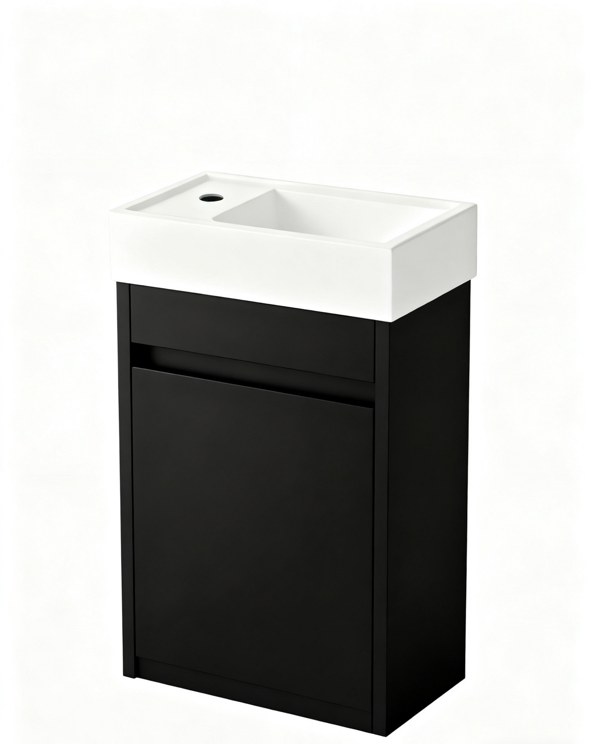 Bathroom Vanity Nurion Tess - White Glossy Basin and Black Wood Cabinet - 41 x 22,5 x 65 cm